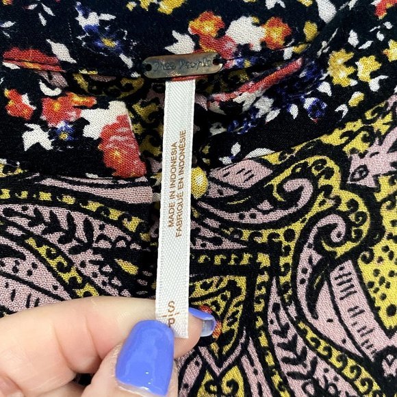 Free People WIldflower Fields Henley Bohemian Tunic Top Size S - Picture 5 of 10